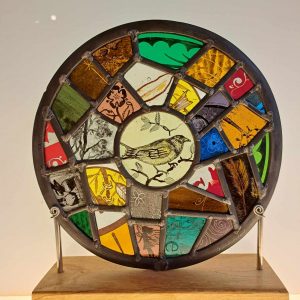 Circle Stories - timber mounted reclaimed roundel panel